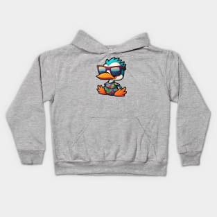 Retro Ruddy Duck Cartoon with Oversized Sunglasses Kids Hoodie